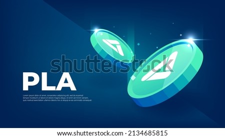 Pla coin cryptocurrency concept banner background. Royalty-Free Stock Photo #2134685815