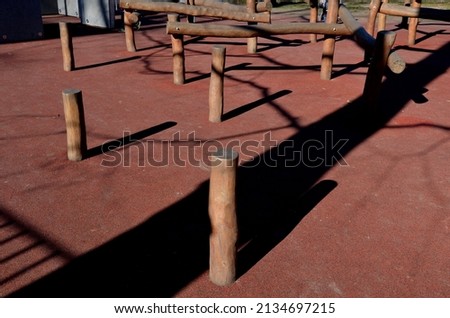 Parkour a new sport. Its purpose is to learn to move effectively and manage various obstacles in the environment. playground for children and adults in the park, jump, jumping, climbing jungle gym