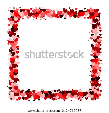 Red heart square frame with space for text. Background for Weddings or Mother's Day