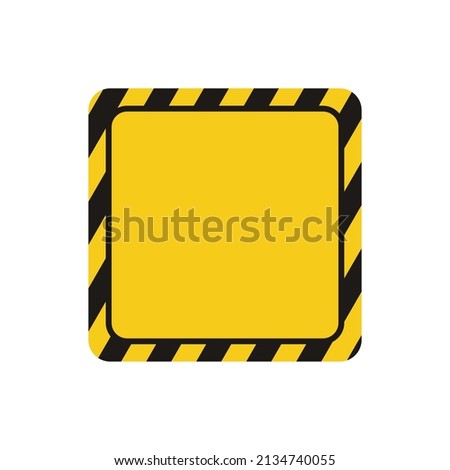 warning background with safety stripe motif with rounded square shape and yellow open space.