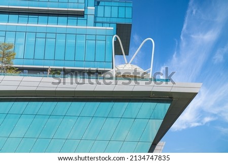 Close up of skyline and local details of modern urban buildings in Shanghai, China