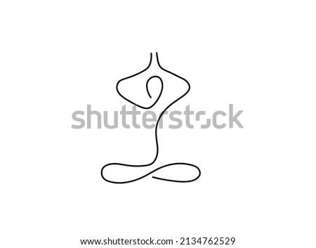 Vector isolated yoga asanas sit cross-legged simple line symbol