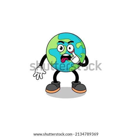 Character Illustration of earth with tongue sticking out , character design