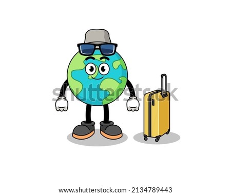 earth mascot doing vacation , character design