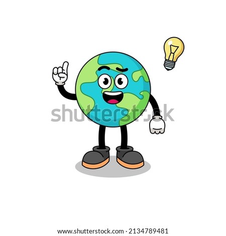 earth cartoon with get an idea pose , character design