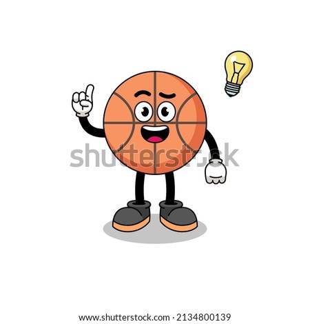 basketball cartoon with get an idea pose , character design