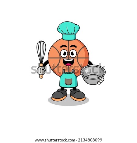 Illustration of basketball as a bakery chef , character design