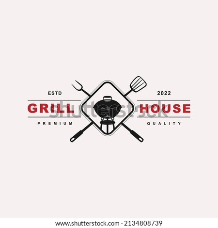 Hot grill hand drawn logo templates Premium Vector