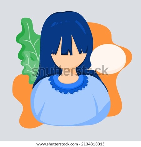 a girl with speecch bubble flat illustration