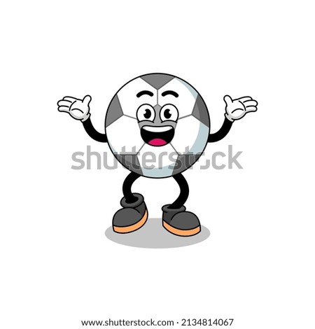 soccer ball cartoon searching with happy gesture , character design