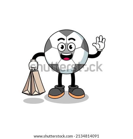 Cartoon of soccer ball shopping , character design