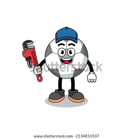 soccer ball illustration cartoon as a plumber , character design