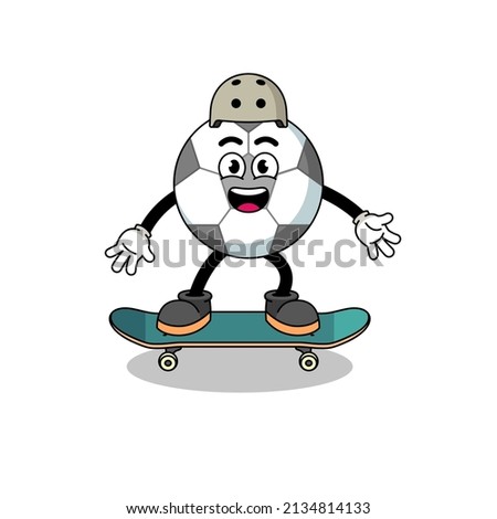 soccer ball mascot playing a skateboard , character design