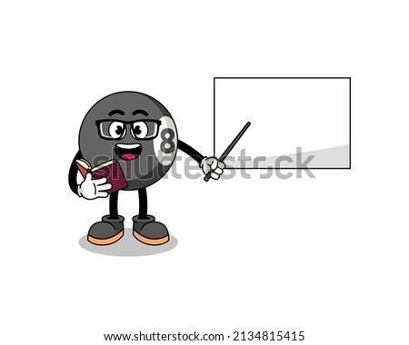 Mascot cartoon of billiard ball teacher , character design
