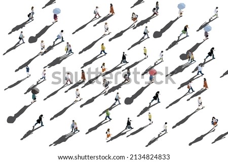 people walking aerial - illustration of crowd of people Royalty-Free Stock Photo #2134824833