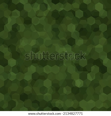 Texture military dark green colors forest camouflage seamless pattern. Oak woodland hexagon snakeskin. Abstract army and hunting masking ornament texture. Vector illustration background