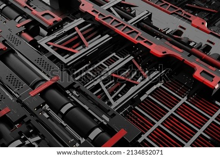 Abstract computer technology dark grey red sci-fi background