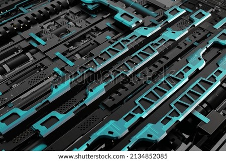 Abstract computer technology dark grey blue sci-fi background