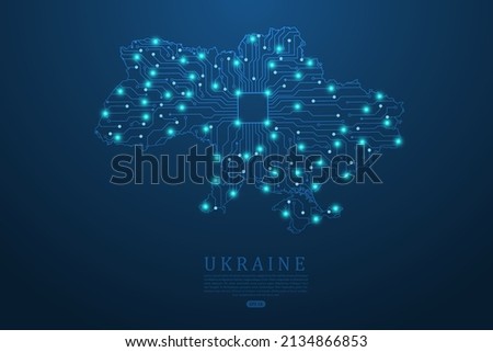 Ukraine Map - World map vector template with Abstract futuristic circuit board Illustration or High-tech technology mash line and point scales on dark background - Vector illustration ep 10 