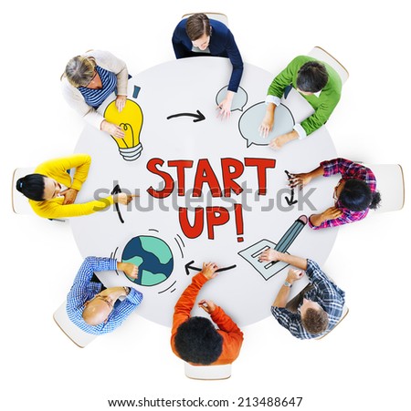 Aerial View of People and Startup Busines Concepts