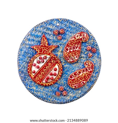 Seamless colorful pattern on plate. Vintage decorative element. 