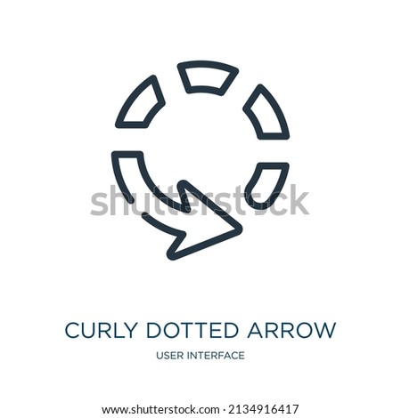 curly dotted arrow thin line icon. arrow, circle linear icons from user interface concept isolated outline sign. Vector illustration symbol element for web design and apps.
