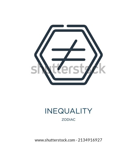 inequality thin line icon. equality, people linear icons from zodiac concept isolated outline sign. Vector illustration symbol element for web design and apps.
