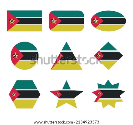 mozambique set of flags with geometric shapes