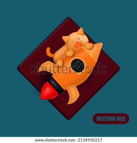 rocket launcher with a cat on top illustration vector 3D