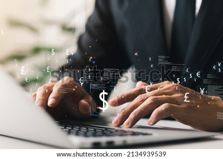 money transfer global business FinTech Finance Technology Online Banking, Currency Exchange Concepts and Interbank Payments. Royalty-Free Stock Photo #2134939539