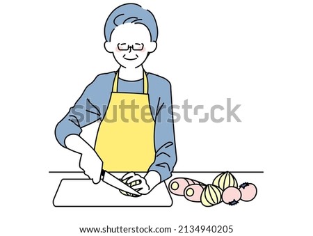 Clip art of senior man cooking