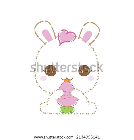 Kawaii bunny set  clip art, Cute cartoon rabbits, vector, illustration.