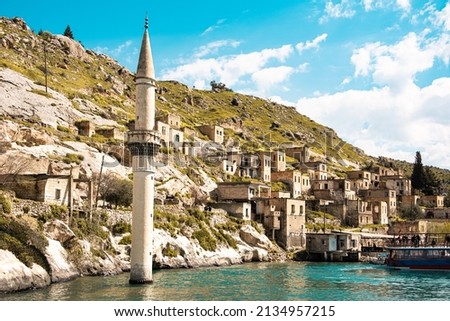 sunken minaret in Halfeti - TURKEY. landscape photo