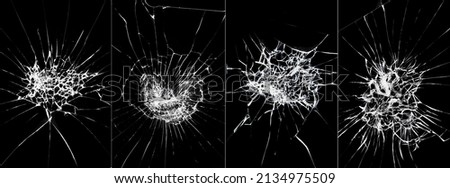 The effect of cracked broken smartphone screen. Cracks in the glass from breaking