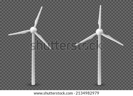 Wind turbine 3d effect isolated on transparent background in vector format Royalty-Free Stock Photo #2134982979