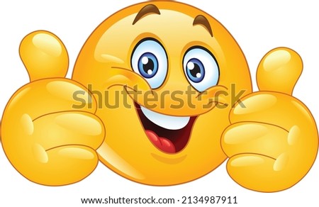 Happy emoji emoticon showing double thumbs up like  Royalty-Free Stock Photo #2134987911