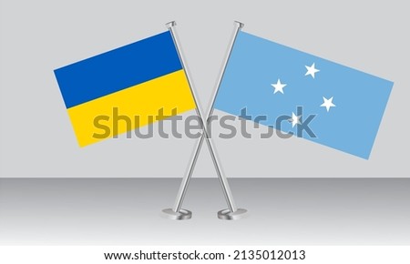 Crossed flags of Ukraine and Micronesia. Official colors. Correct proportion. Banner design
