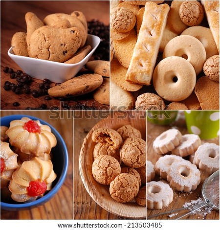 collage shortbread assorted photographed in close-up