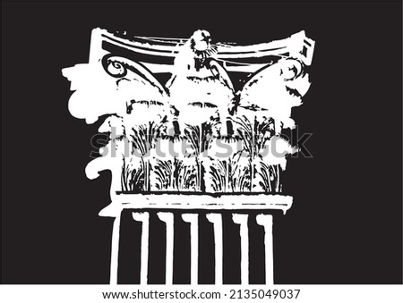 Corinthian capital in black and white