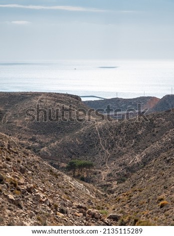 Scenic panorama of the gulf of Almeria and the city from the nearby hills