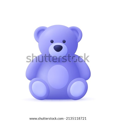 Cute Teddy bear toy. 3d vector icon. Cartoon minimal style. Royalty-Free Stock Photo #2135118721