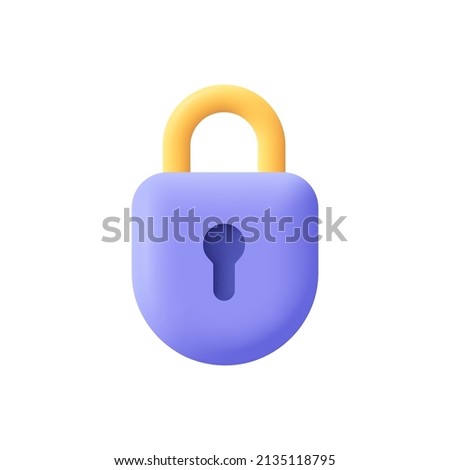Padlock, lock. Security,  safety, encryption, protection, privacy concept. 3d vector icon. Cartoon minimal style. Royalty-Free Stock Photo #2135118795
