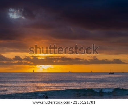 Horizon View at Sunset in Hawaii.