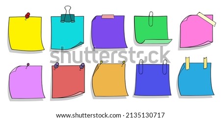 Collection of colorful stickers for notes. Reminders set. Vector illustration isolated on white background
