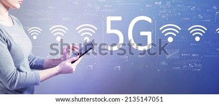 5G network with business woman using a tablet computer