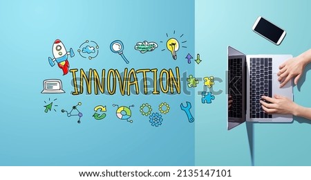 Innovation theme with person working with a laptop