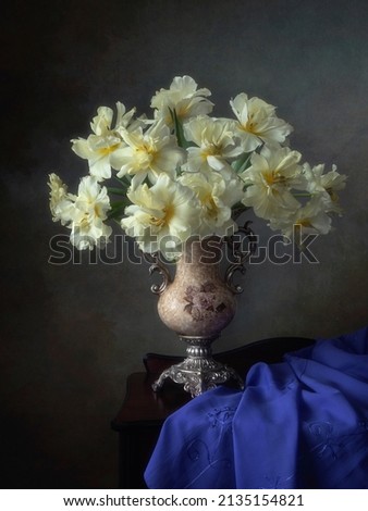 Still life with bouquet of tulips