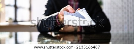 Giving Paycheck Or Payroll Cheque. Rent Check Pay