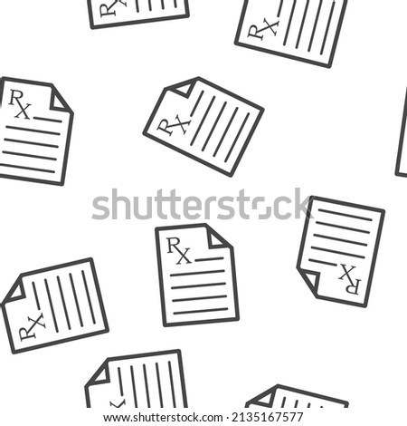 Medical prescription vector icon. Doctor's appointment seamless pattern on a white background.