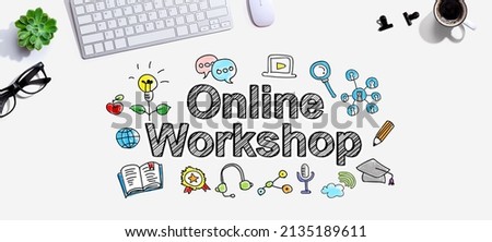 Online workshop with a computer keyboard and a mouse